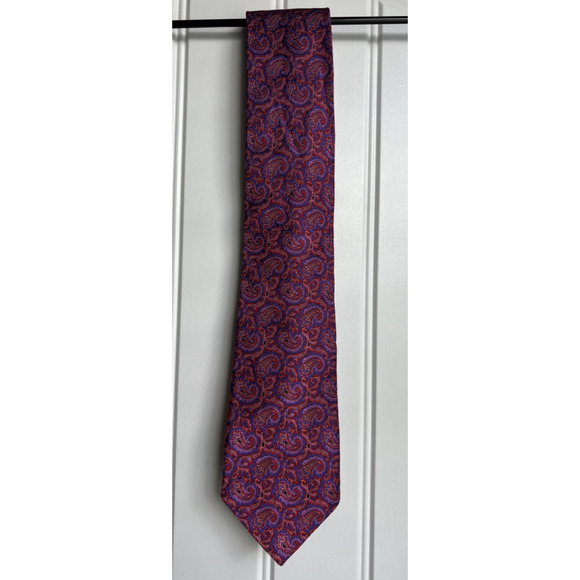 Paul Fredrick Red Paisley Designer Tie Silk Necktie - Picture 1 of 2